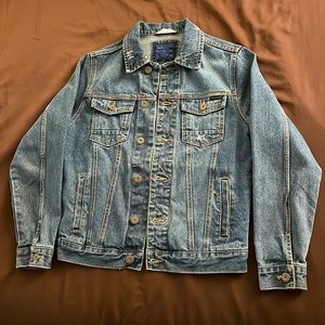 Zara Distressed Blue Denim Jacket sz S